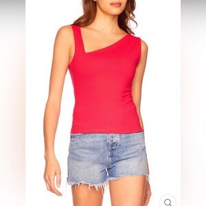 Susana Monaco White Asymmetrical Fitted Tank Top